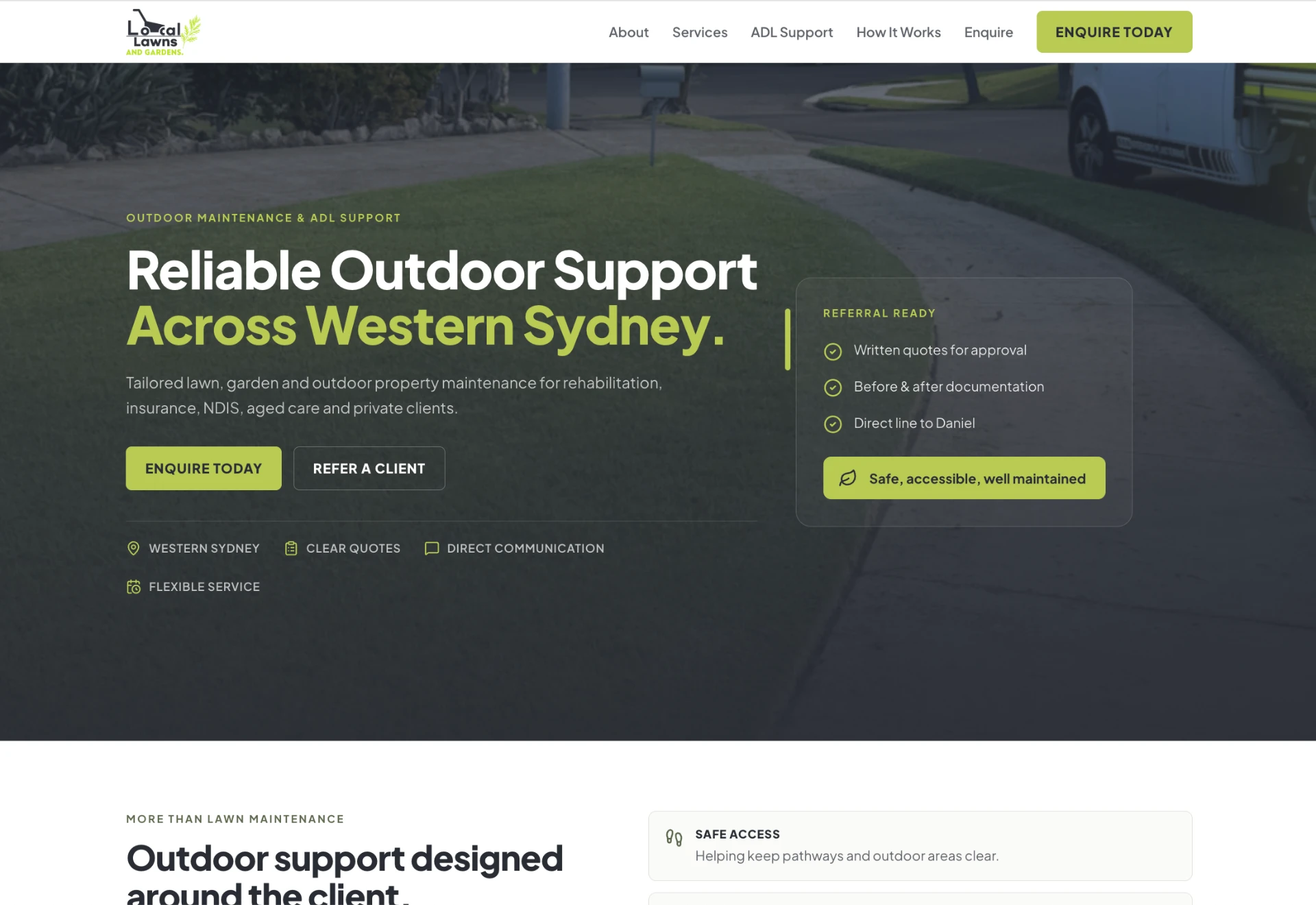 Local Lawns & Gardens website homepage designed by DL Concepts