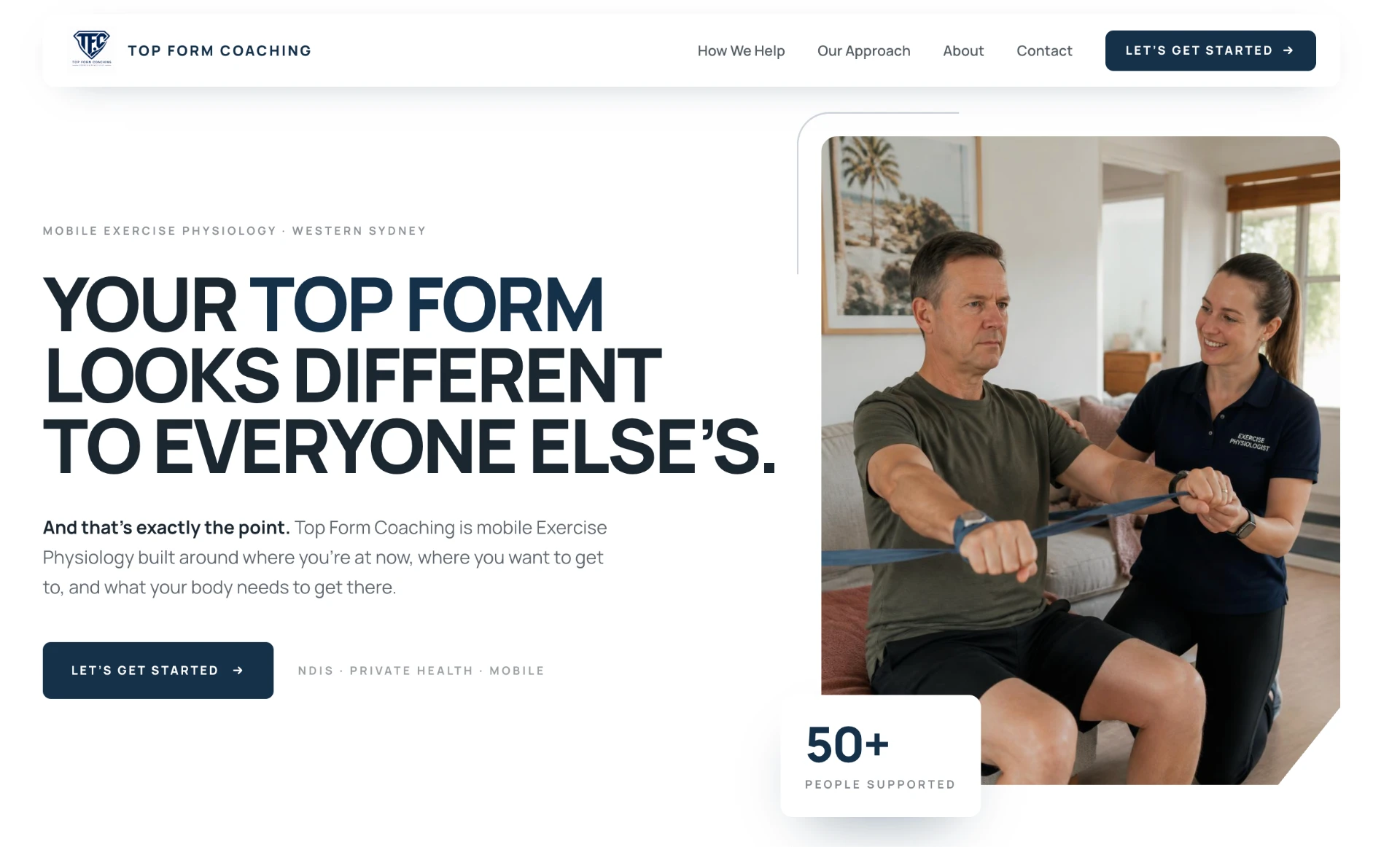 Top Form Coaching website homepage